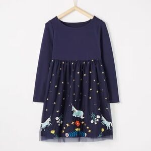 Hanna Andersson Make It Magic Soft Tulle Navy Dress Girls Size 10 EUC